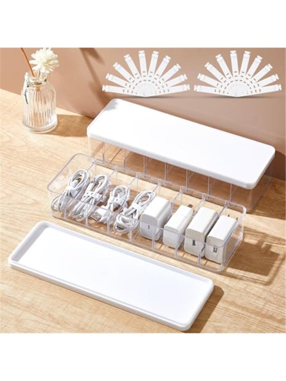 Cable Organizer Box Cord Storage Case Charger Wire Holder Desk Drawer Organizer